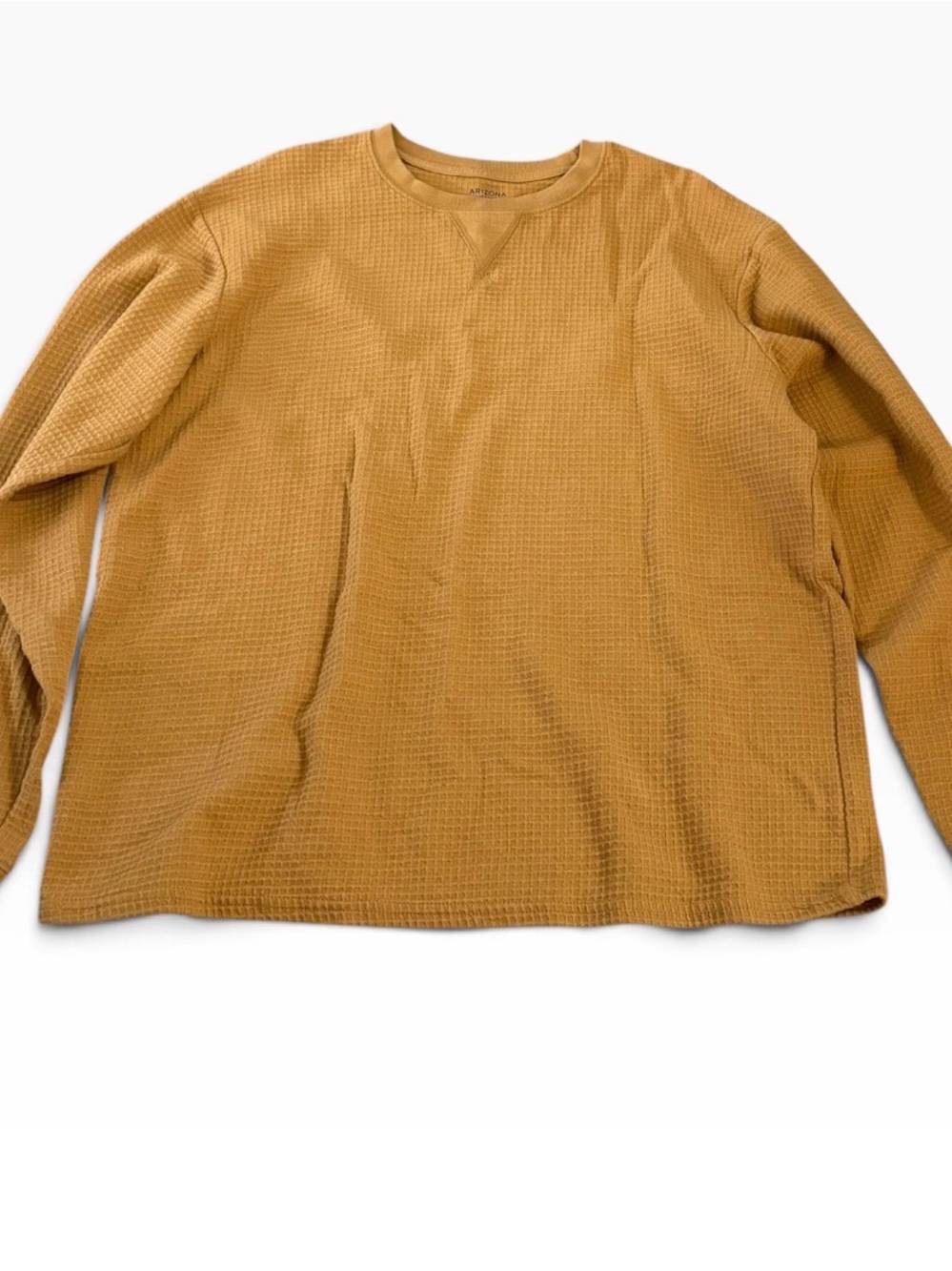 Men's Waffle Knit Crewneck Sweater - Mustard